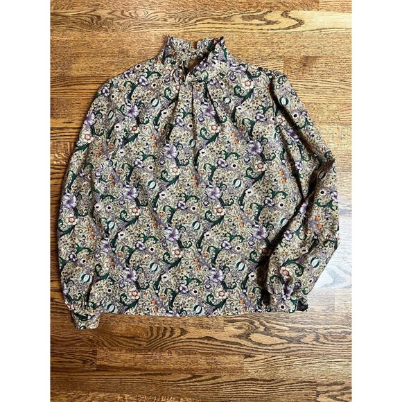 Vintage RRRRuss Womens Floral Ruffle Neck Blouse - Picture 9 of 13